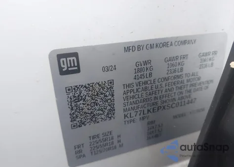 2025 Chevrolet Trax Fwd Activ z USA, uszkodzony, nr VIN KL77LKEPXSC011447